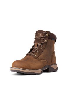 Bottes Western Ariat Anthem Round Embout Lacer Imperméables Marron | 541982PZK