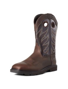 Bottes de Travail Ariat Groundwork Larges Square Embout Steel Embout Marron | 784105QEN