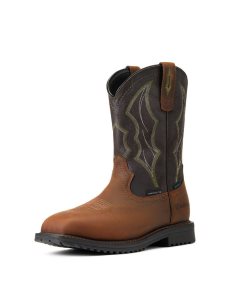 Bottes de Travail Ariat RigTek Larges Square Embout Imperméables Composite Embout Marron | 950764JBP