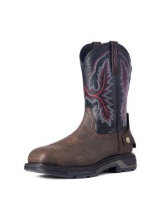 Bottes de Travail Ariat WorkHog XT EZ Zip Carbon Embout Marron | 847265GTQ