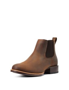 Bottines Chelsea Ariat Booker Ultra Round Embout Western Marron | 051293DXT