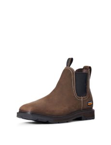 Bottines Chelsea Ariat Groundbreaker Larges Square Embout Imperméables Steel Embout Travail Marron F