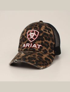 Casquettes Ariat Embossed logo cheetah print Noir | 853970QWB