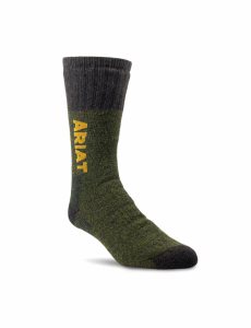 Chaussettes Ariat Marl Thermal Laine Blend Travail 2PCS Vert Olive | 732915EAZ