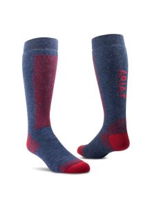 Chaussettes Ariat Merinos Bleu Marine Rouge | 174923GPC