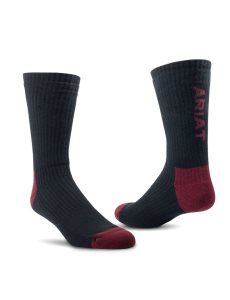 Chaussettes Ariat Premium Ringspun Coton Crew Travail 3PCS Noir Bordeaux | 941356YIF