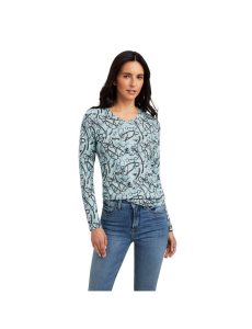 Chemises Ariat Melange Print Bleu | 708354WUM