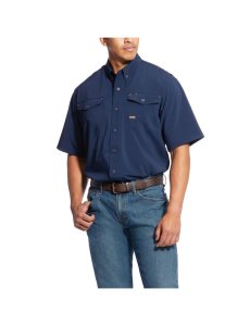 Chemises De Costume Ariat Rebar Made Tough VentTEK DuraStretch Travail Bleu Marine | 624198DAR