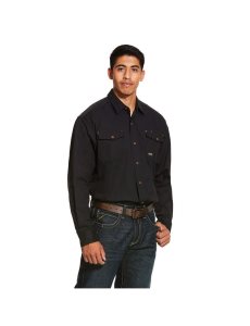 Chemises De Costume Ariat Rebar Made Tough DuraStretch Travail Noir | 697582MAV