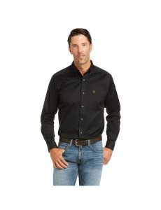 Chemises De Costume Ariat Solid Twill Fitted Noir | 851906BCW