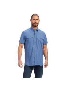 Chemises De Costume Ariat VentTEK Outbound Fitted Bleu | 130567SYL