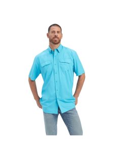 Chemises De Costume Ariat VentTEK Outbound Classiche Fit Bleu | 483796WAH