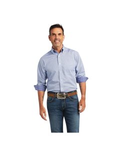 Chemises De Costume Ariat Wrinkle Free Caysen Classiche Fit Bleu | 985401TCD