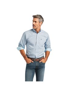 Chemises De Costume Ariat Wrinkle Free Yair Fitted Bleu | 351870TBO