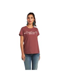 Hauts Ariat REAL Bucking Bronc Tee Rose Marron | 109468SKX