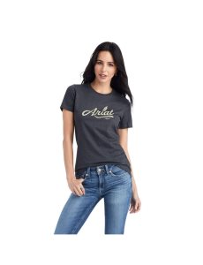 Hauts Ariat Wheat Script Tee Grise | 236871MIH