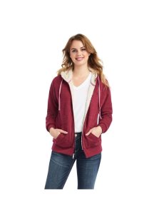 Sweat À Capuche Ariat REAL Sherpa Full Zip Rouge | 946231QZG