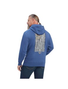 Sweat À Capuche Ariat Rebar Workman Reflective Flag Full Zip Bleu Marine | 245631OPU