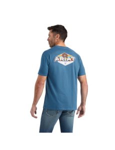 T Shirts Ariat Hexafill Grise Bleu | 260198MCZ