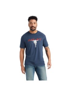 T Shirts Ariat Streak Skull Bleu Marine | 673854ZYI