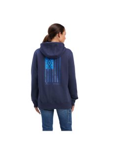 Vêtements De Travail Ariat Rebar Aztec Flag Graphique Hoodie Indigo | 976380OCE