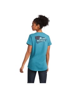 Vêtements De Travail Ariat Rebar Coton Strong Flag Graphique T Shirts Bleu | 179406IBT