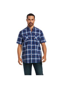 Vêtements De Travail Ariat Rebar Made Tough DuraStretch Travail Shirts Bleu Marine | 792615MHW