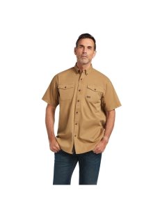 Vêtements De Travail Ariat Rebar Washed Twill Travail Shirts Kaki | 478259FRZ