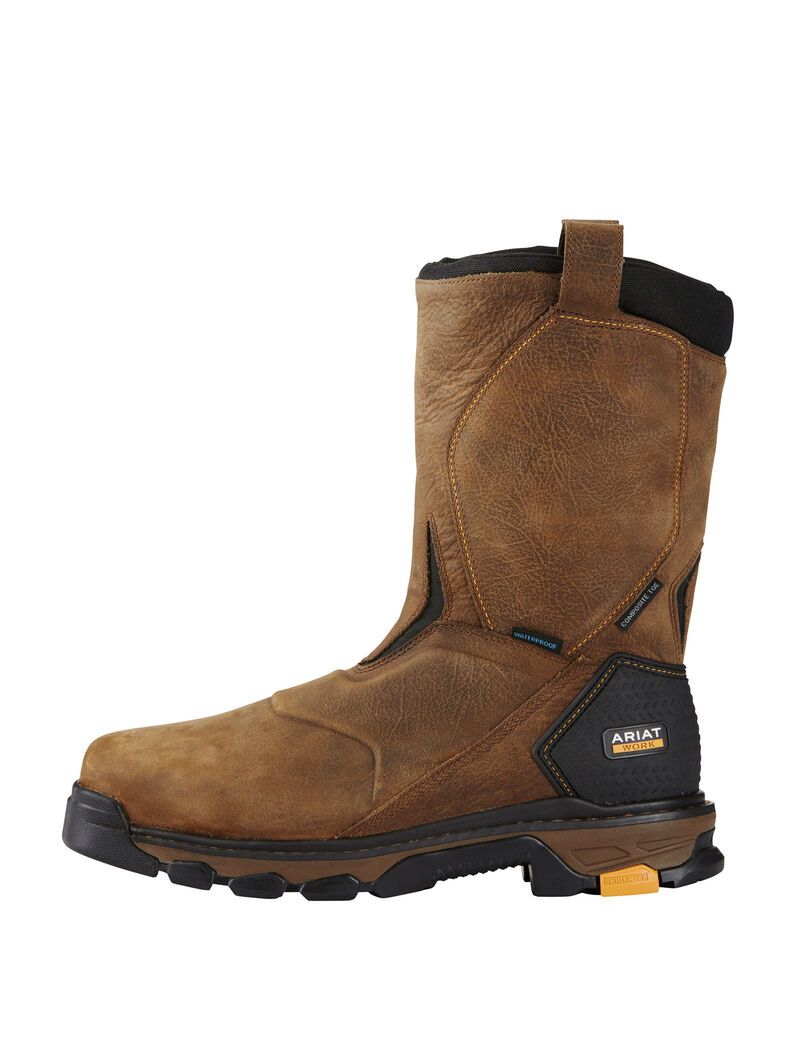 Bottes Imperméables Ariat Intrepid Pull-On Composite Embout Travail Marron | 783569LBJ