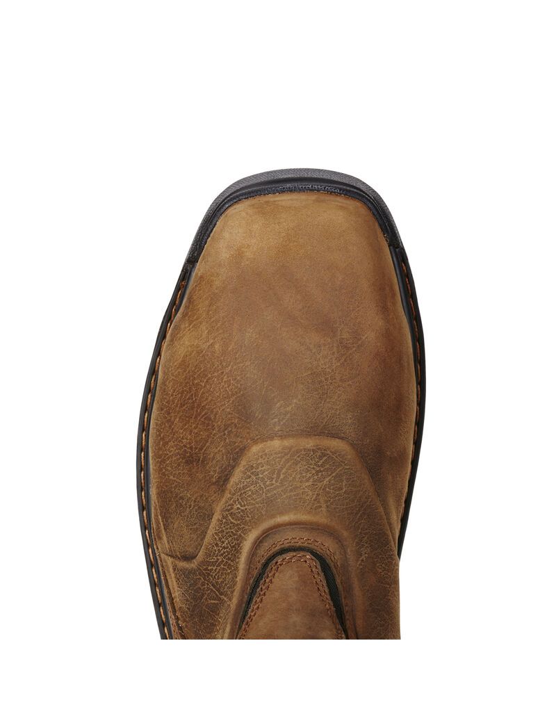 Bottes Imperméables Ariat Intrepid Pull-On Composite Embout Travail Marron | 783569LBJ