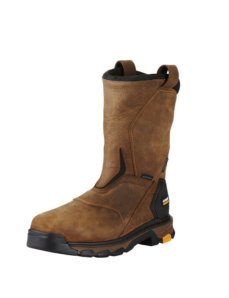 Bottes Imperméables Ariat Intrepid Pull-On Composite Embout Travail Marron | 783569LBJ