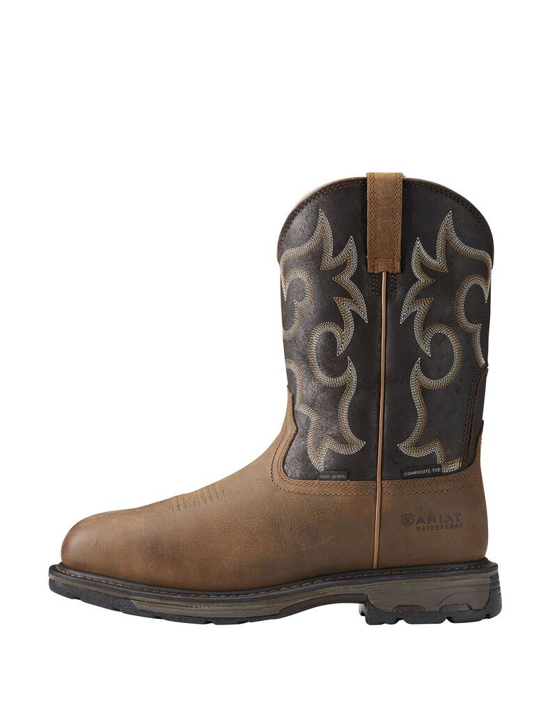 Bottes Imperméables Ariat WorkHog Larges Square Embout 400g 400g Composite Embout Travail Marron | 643591DMN