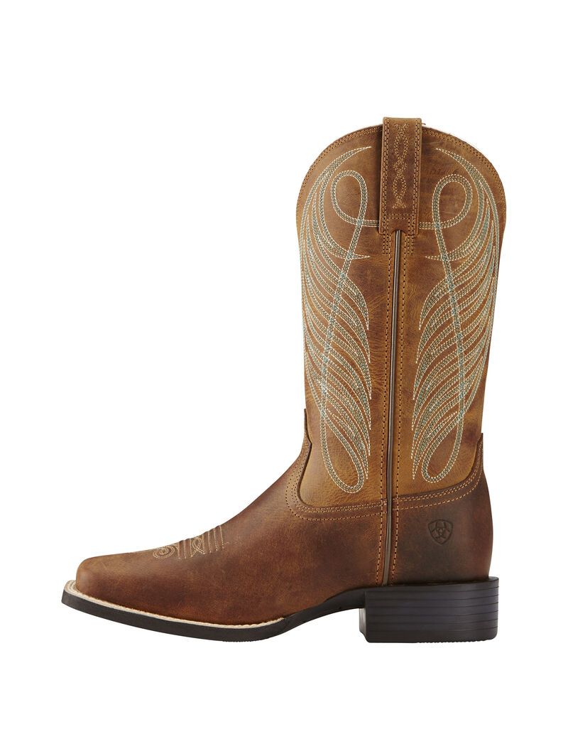 Bottes Western Ariat Round Up Larges Square Embout Marron | 156840NAJ