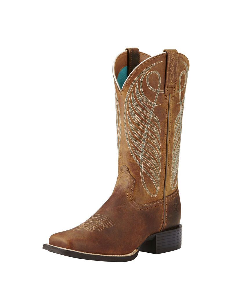 Bottes Western Ariat Round Up Larges Square Embout Marron | 156840NAJ