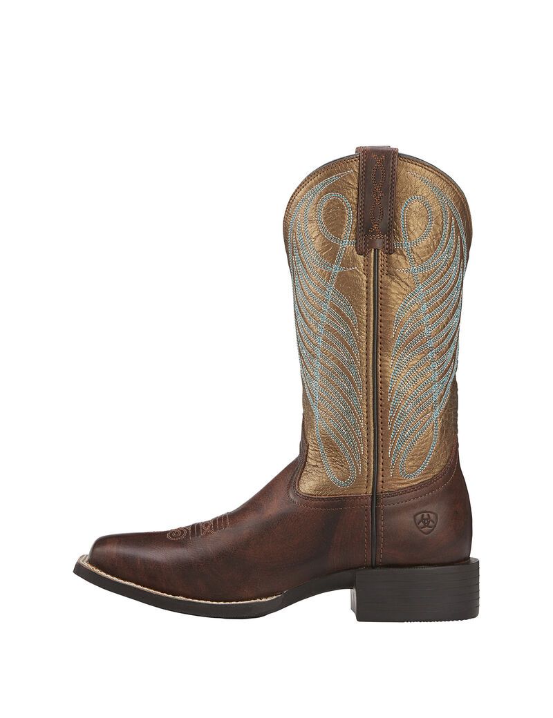 Bottes Western Ariat Round Up Larges Square Embout Marron | 590283DEO