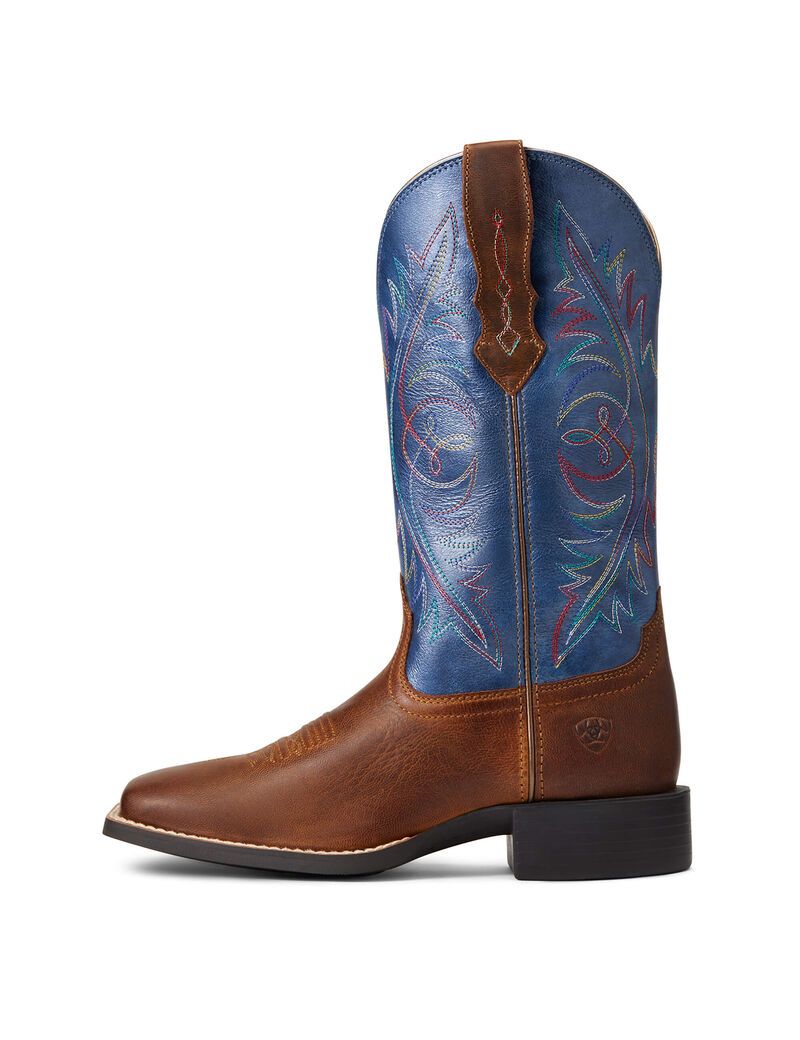 Bottes Western Ariat Round Up Larges Square Embout Stretchfit Marron | 823704ITW