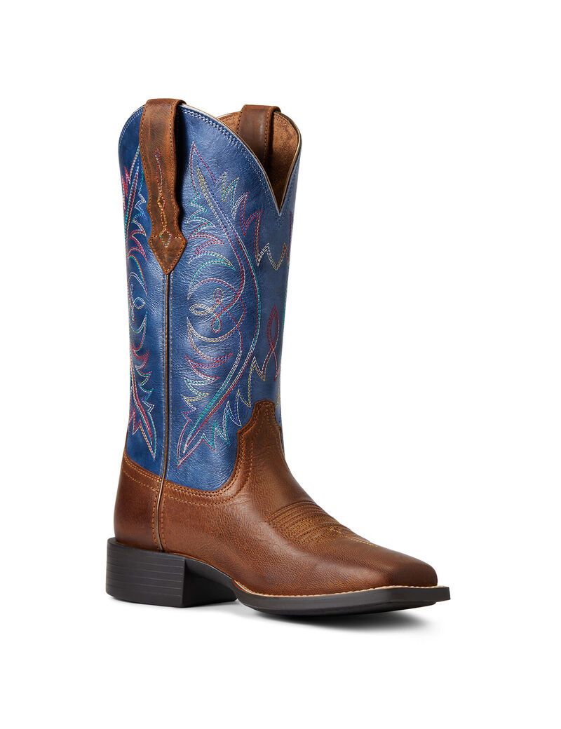 Bottes Western Ariat Round Up Larges Square Embout Stretchfit Marron | 823704ITW