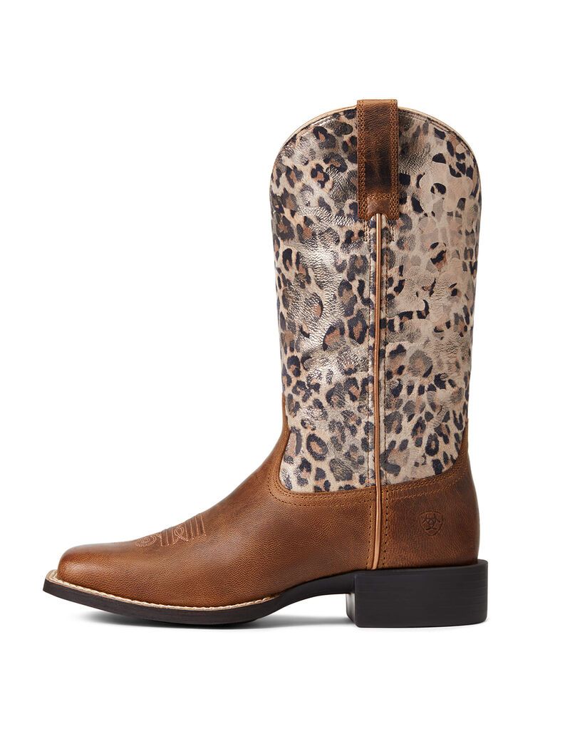 Bottes Western Ariat Round Up Larges Square Embout Marron | 940873RJI