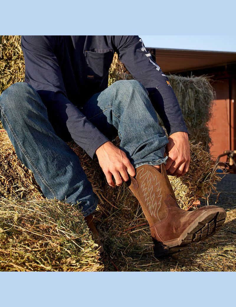 Bottes de Travail Ariat Groundbreaker Marron | 302594NJV