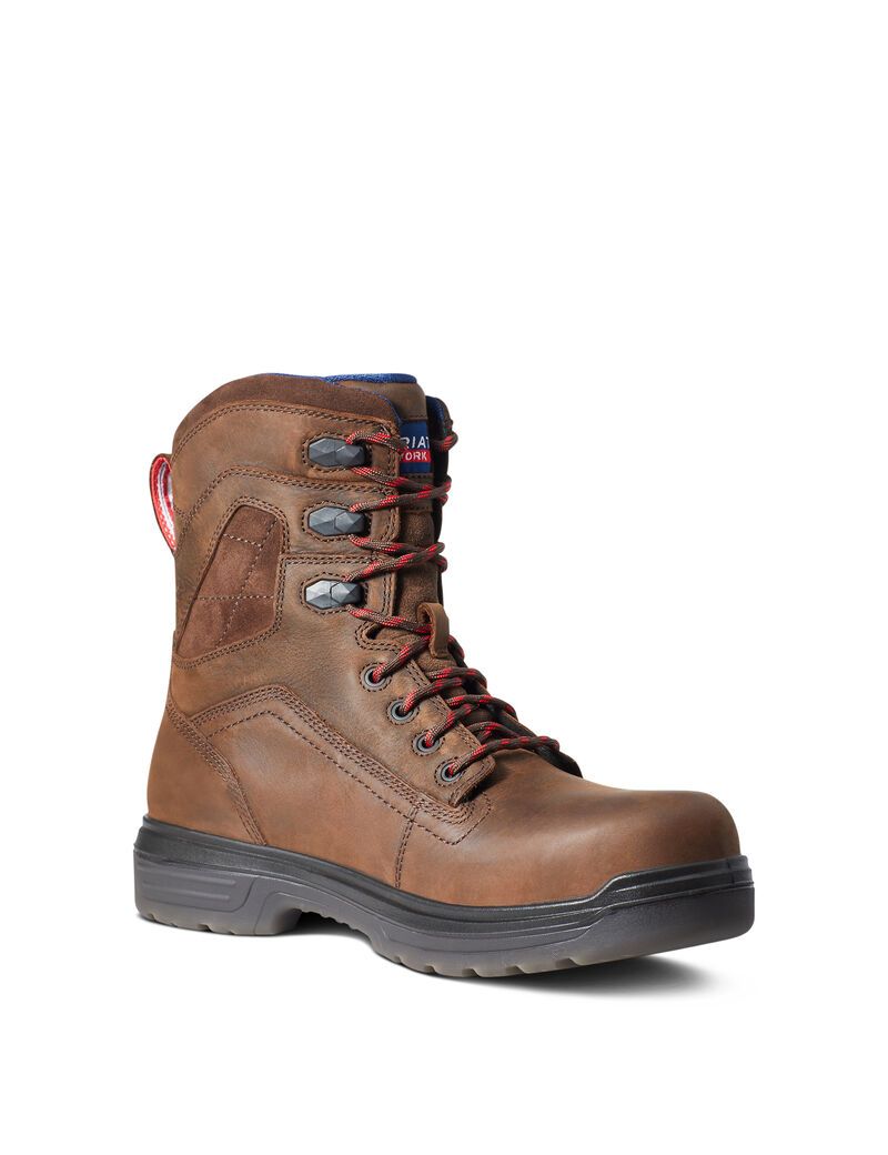 Bottes de Travail Ariat Turbo 8' USA Assembled Imperméables Carbon Embout Marron | 041538SGO