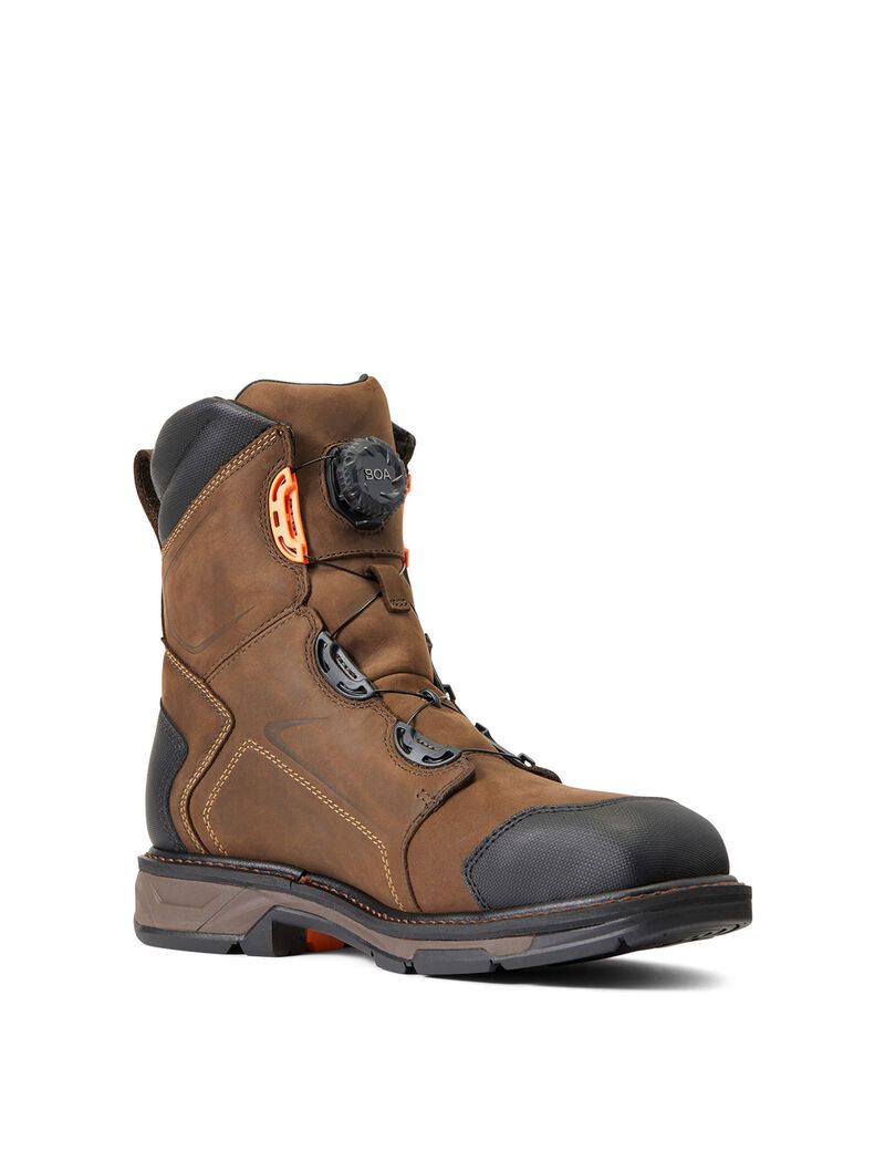 Bottes de Travail Ariat WorkHog XT 8' BOA Imperméables Carbon Embout Chocolat Marron | 204679FWO