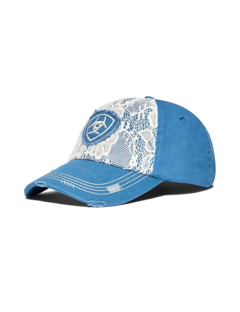 Casquettes Ariat Dentelle Logo Velcro Back Bleu | 681234JLG