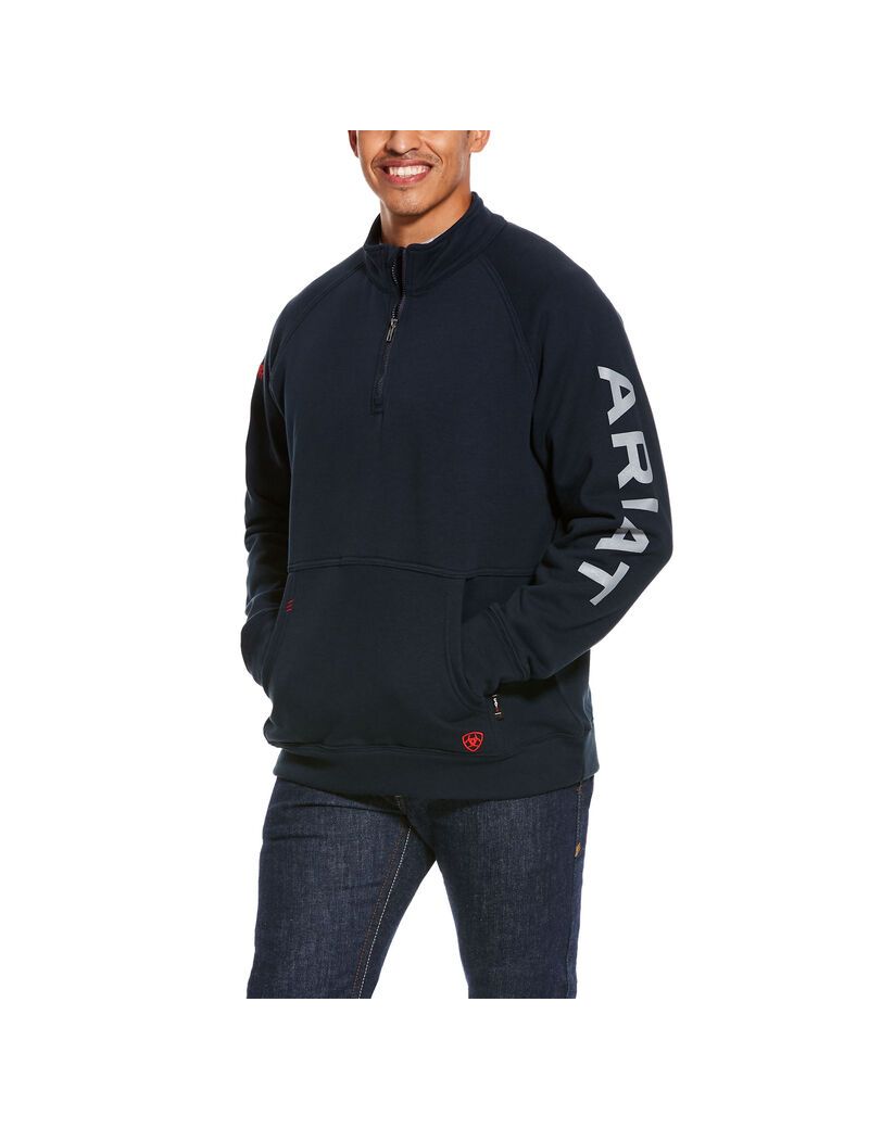 Chandails Ariat FR Primo Fleece Logo 1/4 Zip Bleu Marine | 014597PNV