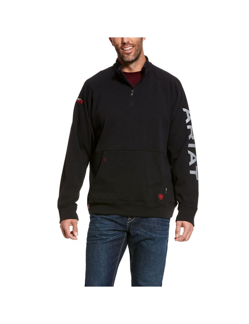 Chandails Ariat FR Primo Fleece Logo 1/4 Zip Noir | 612089SLU