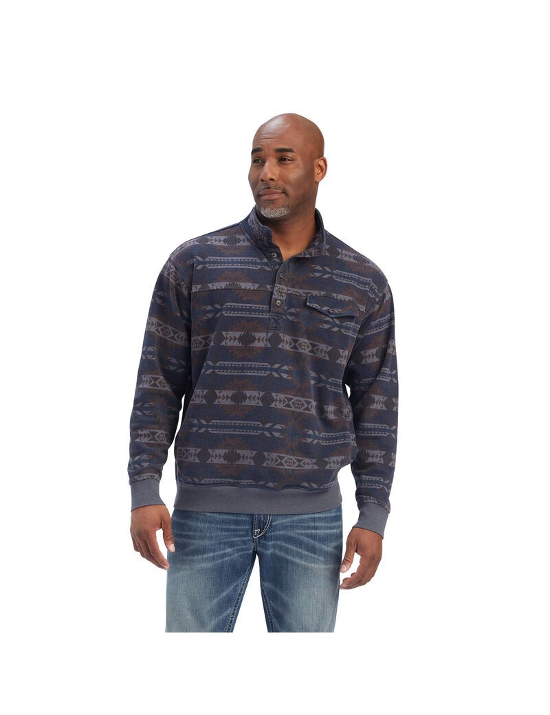 Chandails Ariat Printed Overdyed Washed Bleu | 316827VBG