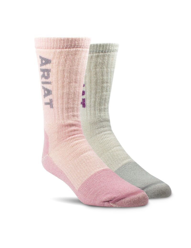 Chaussettes Ariat Midweight Merino Laine Blend Steel Embout Travail 2PCS Multicolore | 106823XOI