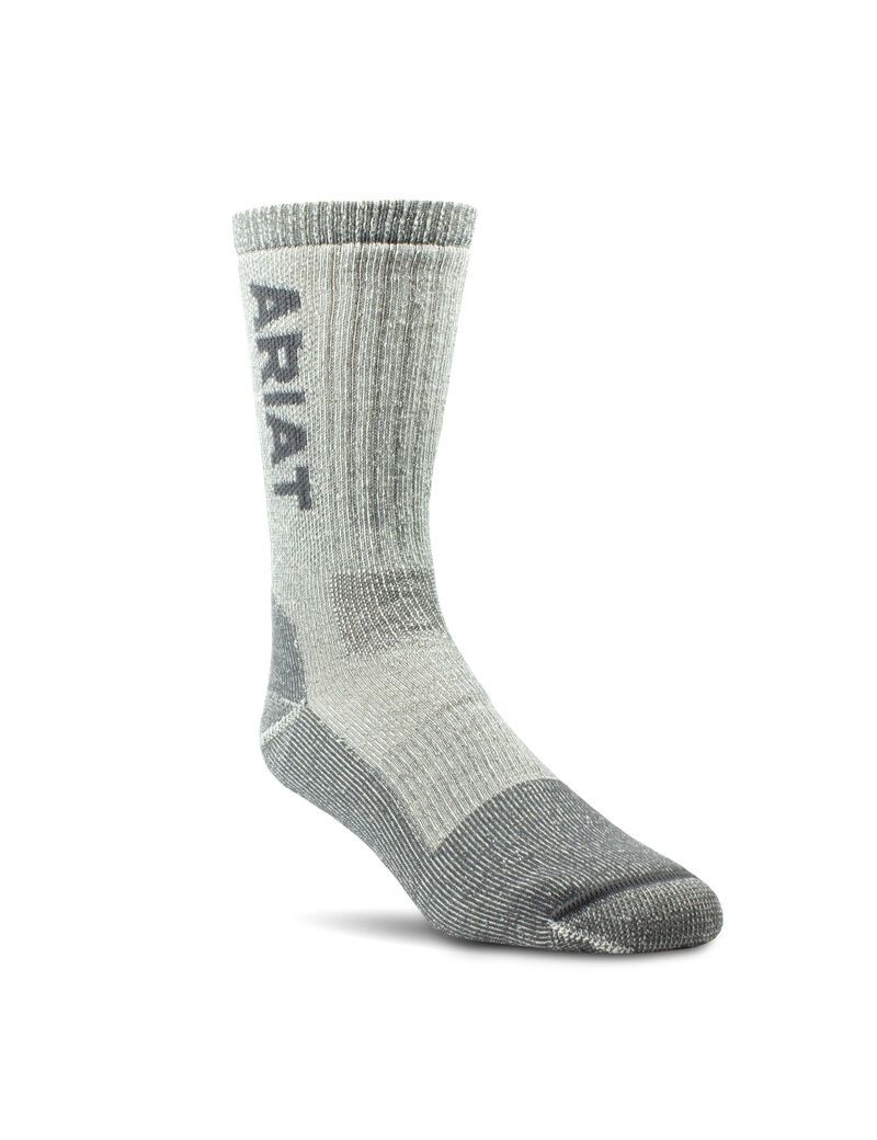 Chaussettes Ariat Midweight Merino Laine Blend Steel Embout Travail Grise | 208316PRZ