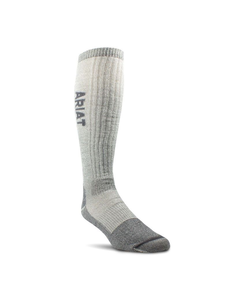 Chaussettes Ariat Midweight Merino Laine Blend Over The Calf Steel Embout Travail Grise | 764905FZP