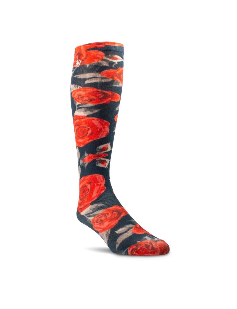 Chaussettes Ariat Red Roses Knee High Rose | 048259DCU