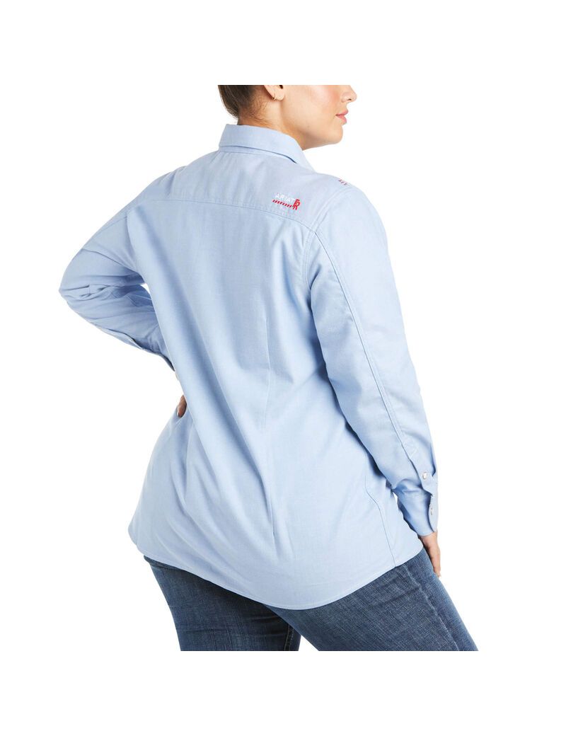 Chemises Ariat FR Solid DuraStretch Snap Travail Bleu | 937245OCK